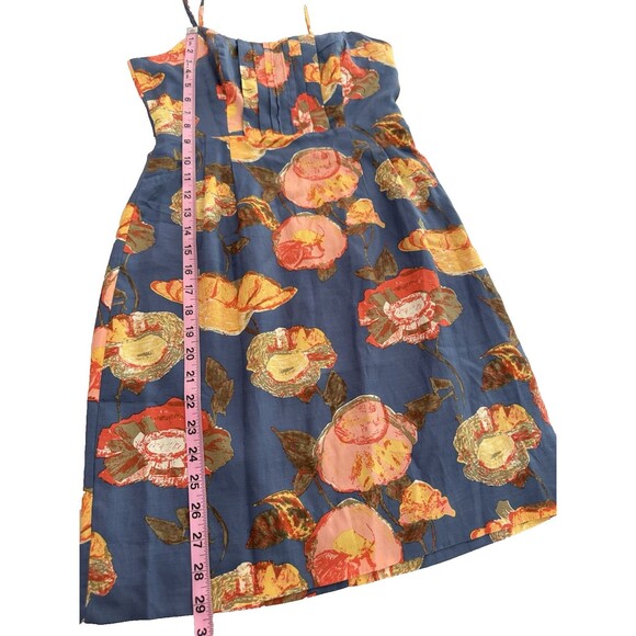Anthropologie Maeve Floral Dress Size 4 Blue Silk Cotton Blend Open Back New - Picture 6 of 16